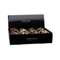 Boule De Noël|KOOPMAN Lot de 12 boules de Noël (D100 mm) Léopard Beige et Marron