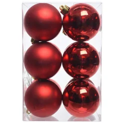 Boule De Noël|KAEMINGK Lot de 12 boules de Noël (D60 mm) Aravis Rouge