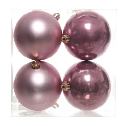 Boule De Noël|KAEMINGK Lot de 4 boules de Noël (D100 mm) Aravis Vieux rose
