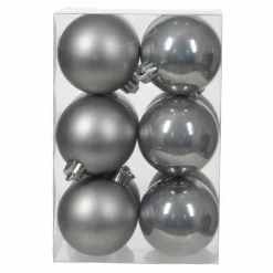 Boule De Noël|KAEMINGK Lot de 12 boules de Noël (D60 mm) Alpine Gris marbre