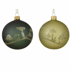 Boule De Noël|KAEMINGK Lot de 6 boules de Noël (D80 mm) en verre Champignons Pistache