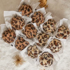 Boule De Noël|KOOPMAN Lot de 12 boules de Noël (D80 mm) Léopard Beige et Marron
