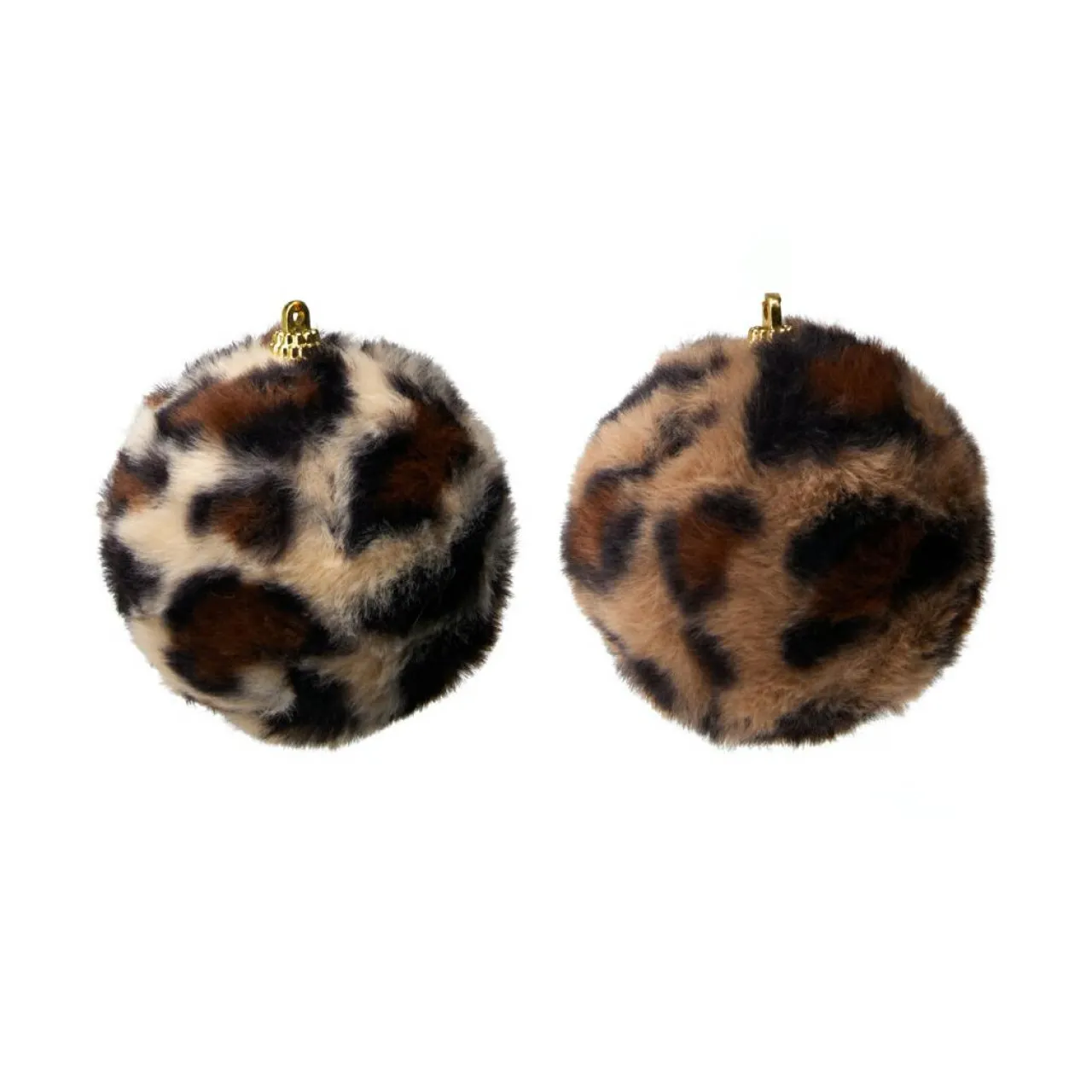 Boule De Noël|KOOPMAN Lot de 12 boules de Noël (D80 mm) Léopard Beige et Marron