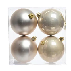 Boule De Noël|KAEMINGK Lot de 4 boules de Noël (D100 mm) Aravis Perle