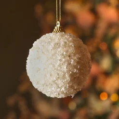 Boule De Noël|KAEMINGK Lot de 12 boules de Noël (D80 mm) Altesse perlée Blanc laine