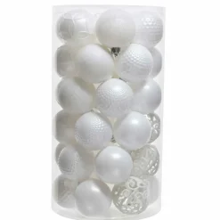 Boule De Noël|KAEMINGK Lot de 37 boules de Noël (D60 mm) Alpine mix Blanc
