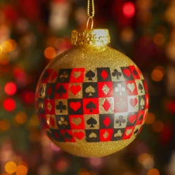 Boule De Noël|KAEMINGK Lot de 12 boules de Noël (D80 mm) As de pique Or