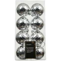 Boule De Noël|KAEMINGK Lot de 8 boules de Noël (D60 mm) Disco Argent
