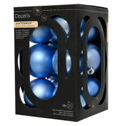 Boule De Noël|KAEMINGK Lot de 12 boules de Noël (D60 mm) Aravis Bleu Ciel