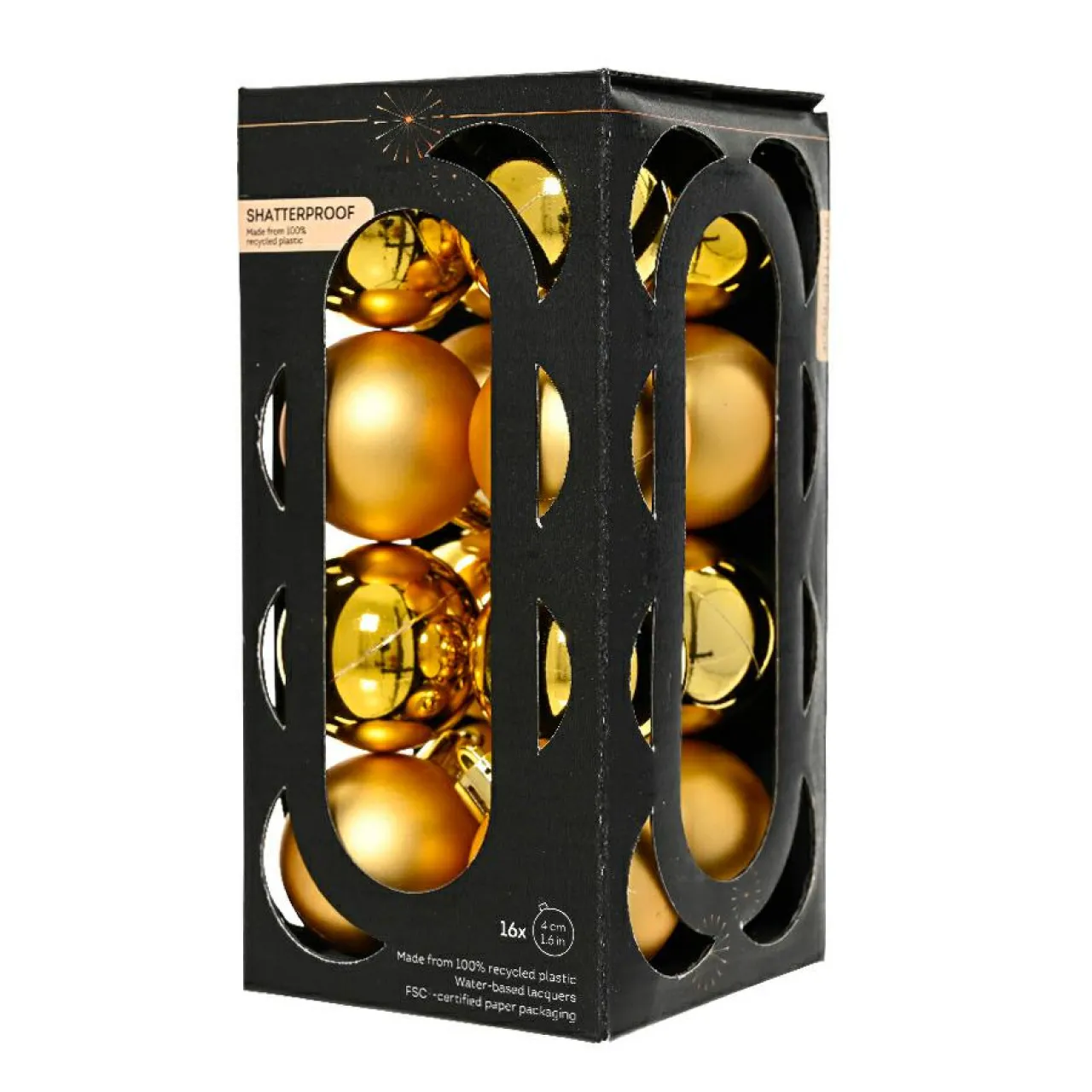 Boule De Noël|KAEMINGK Lot de 16 boules de Noël (D40 mm) Aravis Or