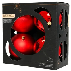 Boule De Noël|KAEMINGK Lot de 4 boules de Noël (D100 mm) Aravis Rouge