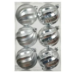 Boule De Noël|KAEMINGK Lot de 6 boules de Noël (D80 mm) Glam chic Argent