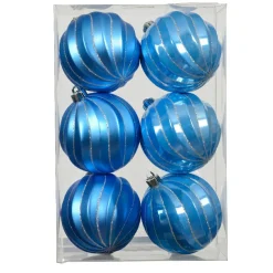 Boule De Noël|KAEMINGK Lot de 6 boules de Noël (D80 mm) Glam chic Bleu Ciel