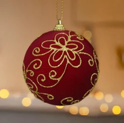 Boule De Noël|KAEMINGK Lot de 12 boules de Noël (D100 mm) Château et or Bordeaux