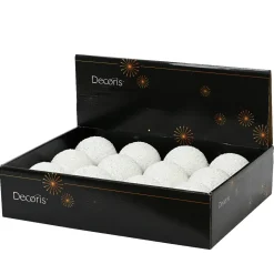 Boule De Noël|KAEMINGK Lot de 12 boules de Noël (D80 mm) Sequins pailletés Blanc