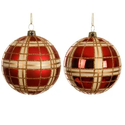 Boule De Noël|KAEMINGK Lot de 12 boules de Noël (D80 mm) Marilyn pailleté or Rouge