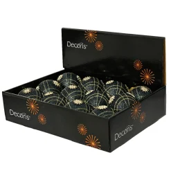 Boule De Noël|KAEMINGK Lot de 12 boules de Noël (D80 mm) Ciel de cristal et or Bleu nuit