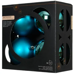 Boule De Noël|KAEMINGK Lot de 4 boules de Noël (D100 mm) Aravis Bleu pétillant