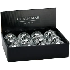 Boule De Noël|KOOPMAN Lot de 12 boules de Noël (D80 mm) Night Fever Argent