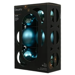 Boule De Noël|KAEMINGK Lot de 6 boules de Noël en verre (D80 mm) Boréal Bleu pétillant