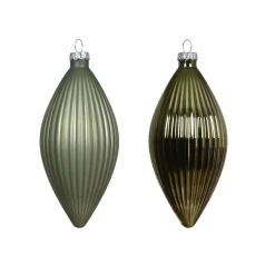 Boule De Noël|KAEMINGK Lot de 3 boules de Noël en verre (D60 mm) Goutte précieuse Vert romarin