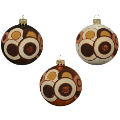 Boule De Noël|KAEMINGK Lot de 6 boules de Noël en verre (D80 mm) Rétro Noir truffé et citrouille Orange Citrouille