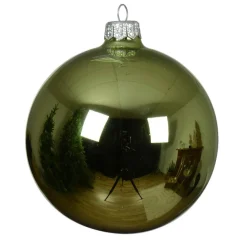 Boule De Noël|KAEMINGK Lot de 4 boules de Noël en verre (D100 mm) Arctique brillante Thé Vert