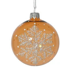 Boule De Noël|KAEMINGK Lot de 6 boules de Noël en verre (D80 mm) Flocon féerique Cognac