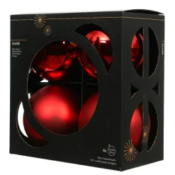 Boule De Noël|KAEMINGK Lot de 4 boules de Noël en verre (D100 mm) Boréal Rouge