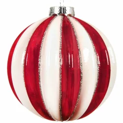 Boule De Noël|KAEMINGK Lot de 3 boules de Noël en verre (D80 mm) Cotelées Rouge