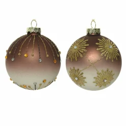 Boule De Noël|KAEMINGK Lot de 3 boules de Noël en verre (D80 mm) Musc Marron
