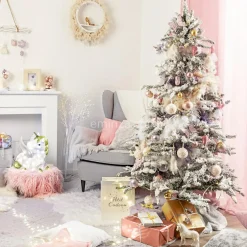 Boule De Noël|KAEMINGK Lot de 6 boules de Noël en verre Licorne Rose poudré