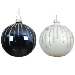 Boule De Noël|KAEMINGK Lot de 6 boules de Noël en verre (D80 mm) Mistery et blanc Bleu nuit
