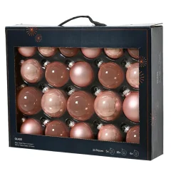 Boule De Noël|KAEMINGK Lot de 21 boules de Noël en verre Assorties Cristal Rose poudré