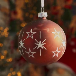 Boule De Noël|KAEMINGK Lot de 6 boules de Noël en verre (D80 mm) Etoiles en fête Brun café