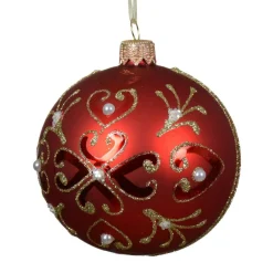 Boule De Noël|KAEMINGK Lot de 6 boules de Noël en verre (D80 mm) Baroque Rouge