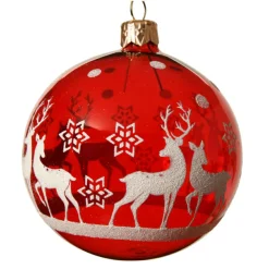 Boule De Noël|KAEMINGK Lot de 6 boules de Noël en verre (D80 mm) Rudolf Rouge