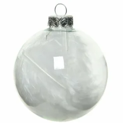 Boule De Noël|KAEMINGK Lot de 4 boules de Noël en verre (D70 mm) Plumes Transparent