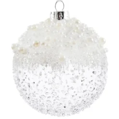 Boule De Noël|KAEMINGK Lot de 3 boules de Noël en verre (D80 mm) Mouchetée Blanc irisé