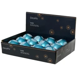 Boule De Noël|KAEMINGK Lot de 12 Boules de Noël en verre (D100 mm) Eclats célestes Bleu pétillant