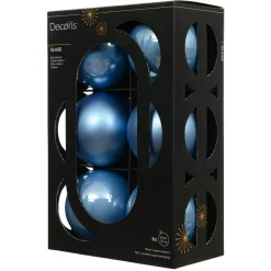 Boule De Noël|KAEMINGK Lot de 6 boules de Noël en verre (D80 mm) Boréal Bleu Ciel