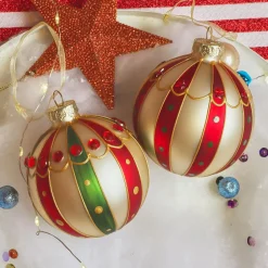 Boule De Noël|KAEMINGK Lot de 3 boules de Noël en verre (D80 mm) Sweet Circus Multicolore