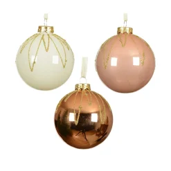 Boule De Noël|KAEMINGK Lot de 12 boules de Noël en verre (D80 mm) chic , blanc laine et pêche Cognac