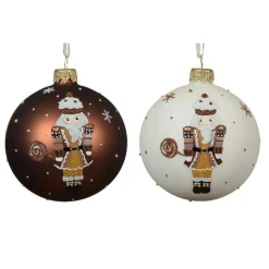 Boule De Noël|KAEMINGK Lot de 6 boules de Noël en verre (D80 mm) Casse-noisettes Chocolatés Marron