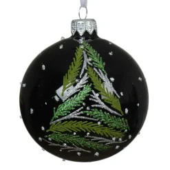 Boule De Noël|KAEMINGK Lot de 6 boules de Noël en verre (D80 mm) Branches de sapin Noir
