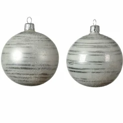 Boule De Noël|KAEMINGK Lot de 6 boules de Noël en verre (D80 mm) Rya Blanc