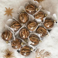 Boule De Noël|KOOPMAN Lot de 12 boules de Noël en verre (D80 mm) New York Brun scintillant Marron