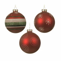 Boule De Noël|KAEMINGK Lot de 3 boules de Noël en verre (D80 mm) Meov Rouge