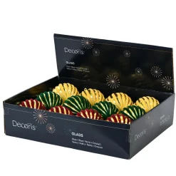 Boule De Noël|KAEMINGK Lot de 12 boules de Noël en verre (D100 mm) Velours Vintage Multicolore