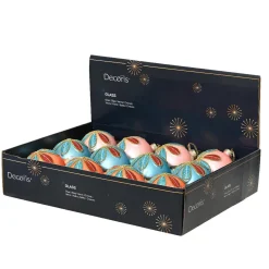 Boule De Noël|KAEMINGK Lot de 12 boules de Noël en verre (D80 mm) Pétales pailletées Multicolore